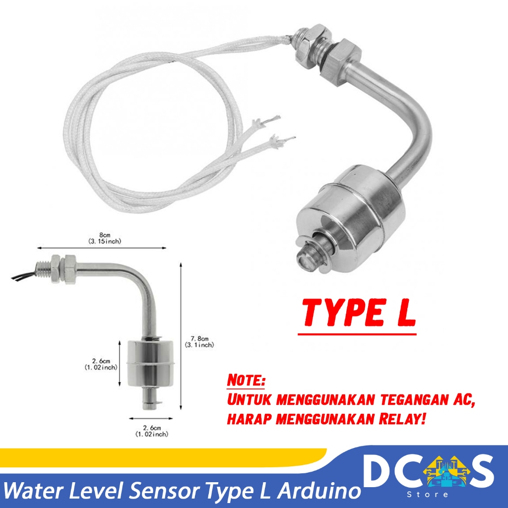 Jual Float Switch Stainless Steel Water Level Sensor Type L Arduino ...