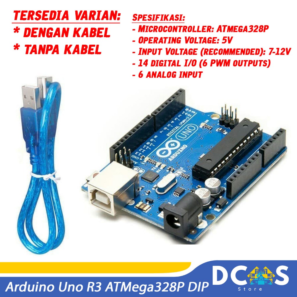 Jual Arduino Uno R3 ATMega328P DIP ATMega16u2 + Kabel USB Arduino IDE ...