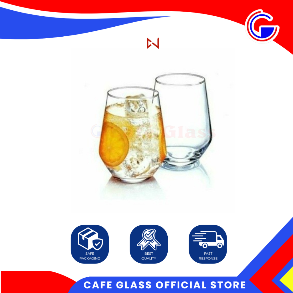 Gelas Kaca Minum Isi 6 Pcs - Citnova Florida / Gelas Minum Air Jus Estetik Gemuk / Gelas Bening Polos Minimalis Untuk Air Dingin Es Sirup - Hotel Resto Cafe / Gelas Lusinan