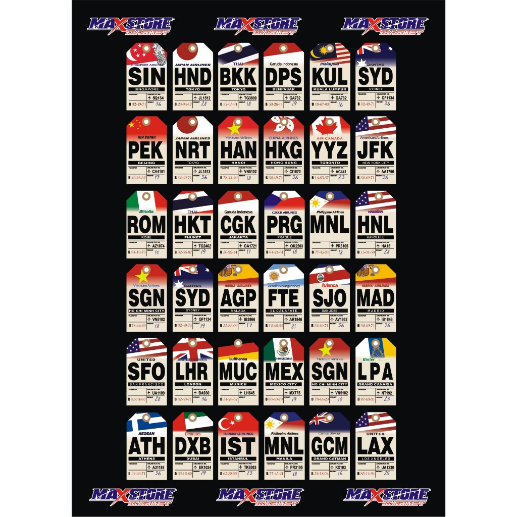 Jual sticker koper bendera / luggage sticker / boardingpass sticker ...