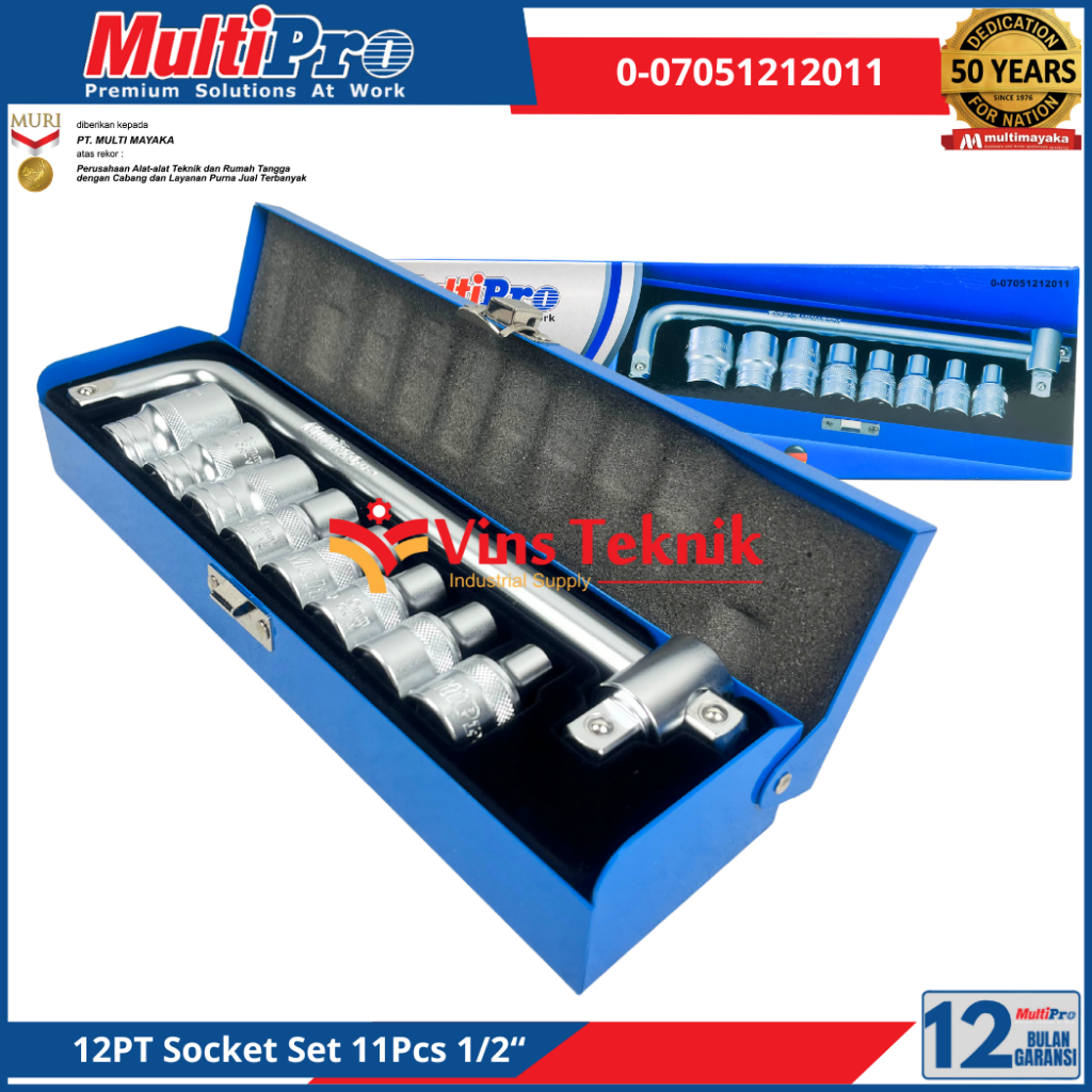 Jual Shocket Kunci Socket Soket Set 11 PCS 1/2 inch 8-24mm MULTIPRO ...