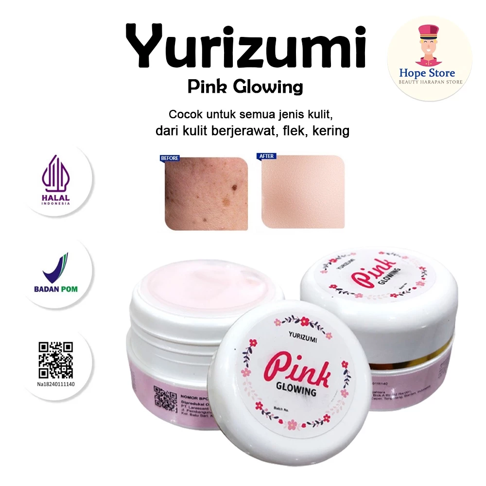 Yurizumi Pink Krim Wajah Glowing BPOM Pemutih Pelembab Wajah 10gr | AutoStock