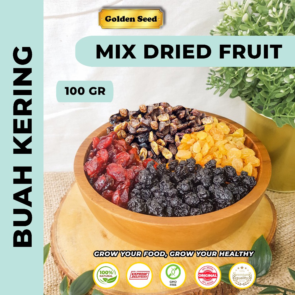 Jual MIX DRIED FRUIT 100GR/BUAH KERING CAMPUR 100 GR/CRAISIN 100GRAM ...