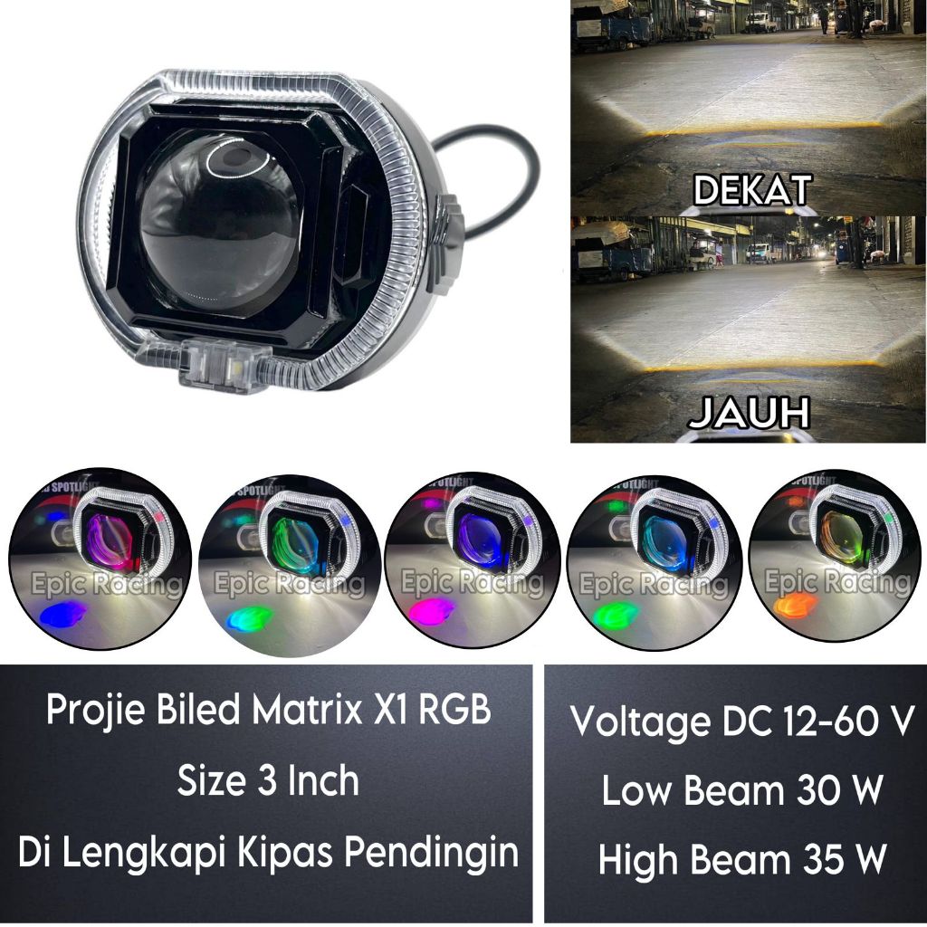 Jual Projie Biled Matrix X1 Devil RGB 3INC Terbaru High Low Putih Body ...