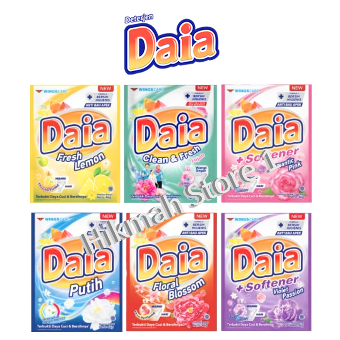 Jual DAIA DETERGENT BUBUK 53 GRAM 1 RENCENG ISI 6 SACHET | Shopee Indonesia