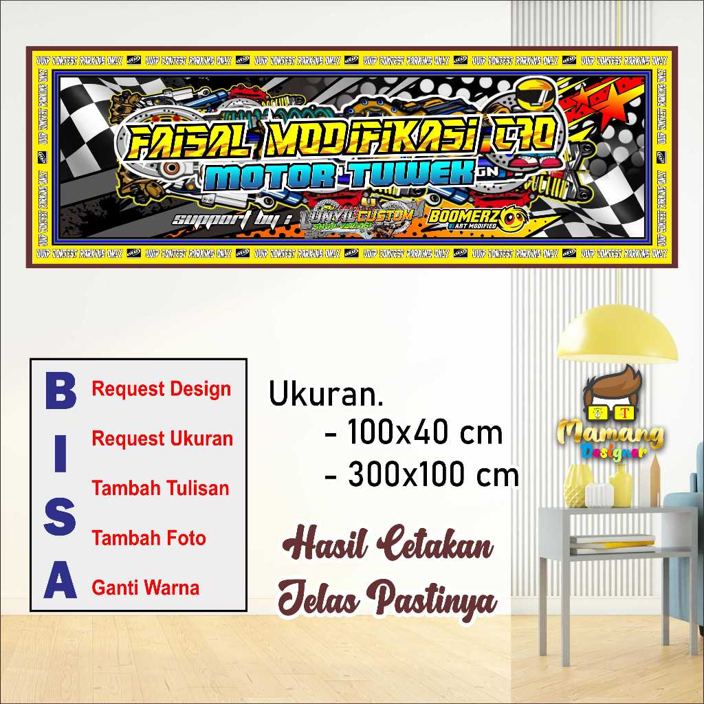 Jual Cetak Custom Spanduk Banner Bengkel Model Racing Kuning bb ...