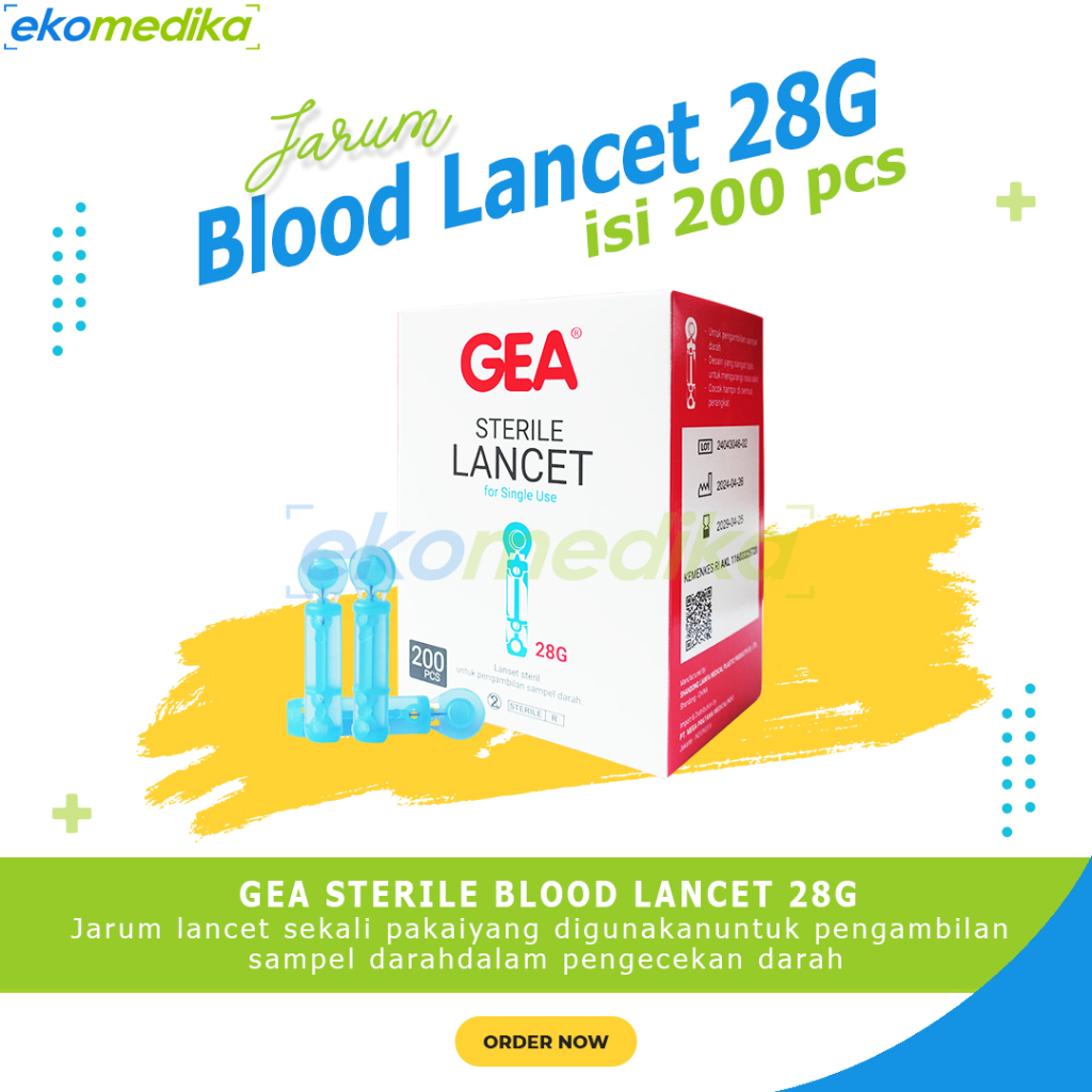 Jual Blood Lancet 28G 200pcs GEA - GEA Lancet 28G 100pcs utk Alat Easy ...