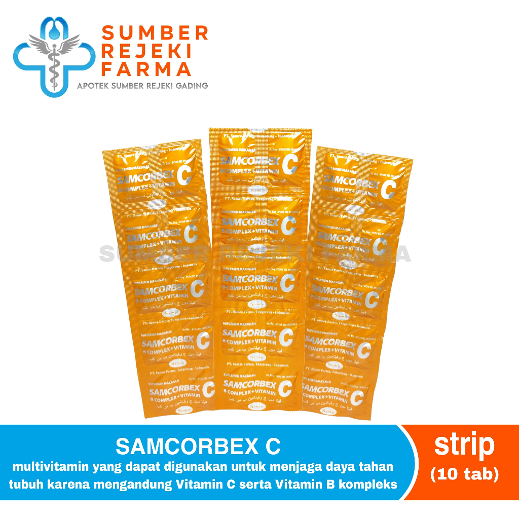 Jual Samcorbex Strip Isi 10 Tablet - Vitamin C | B Complex | B12 B1 ...