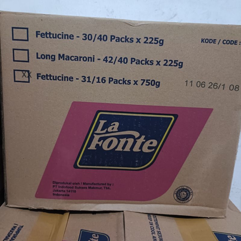 Jual (KARTONAN) La Fonte Spaghetti Fettucini Chiffery Regrate / Khusus ...