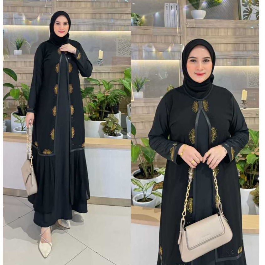 Jual COD / Gamis Abaya Turkey KINARA Hitam Bahan Jersey Mix