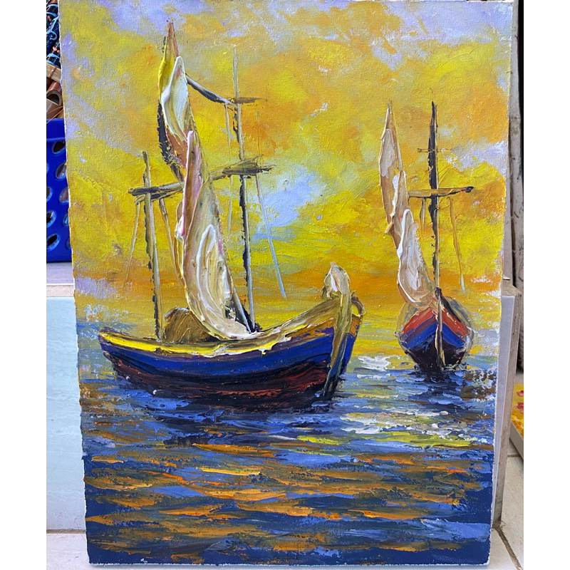 Jual Lukisan Perahu, Lukisan Pantai, Lukisan
