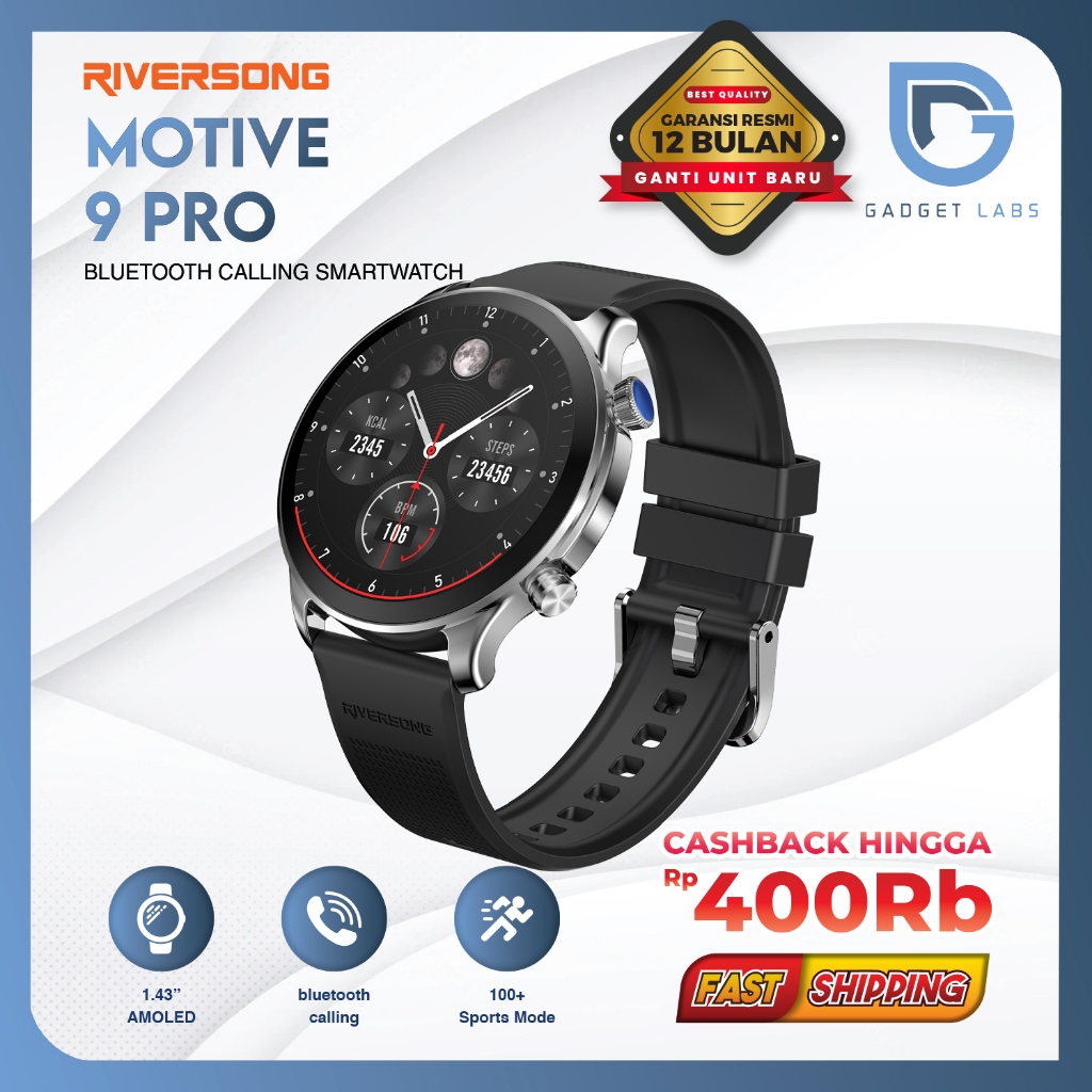 Riversong Motive PRO Smartwatch AMOLED Display Bluetooth  Calling 100+ Sporting Modes