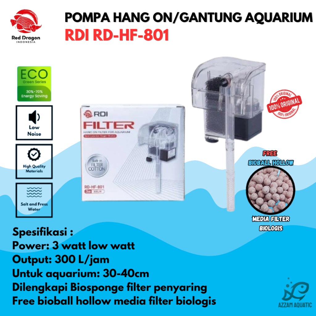 Jual PROMO!!! FILTER GANTUNG AQUARIUM RDI RD HF 801 HANG ON FILTER ...