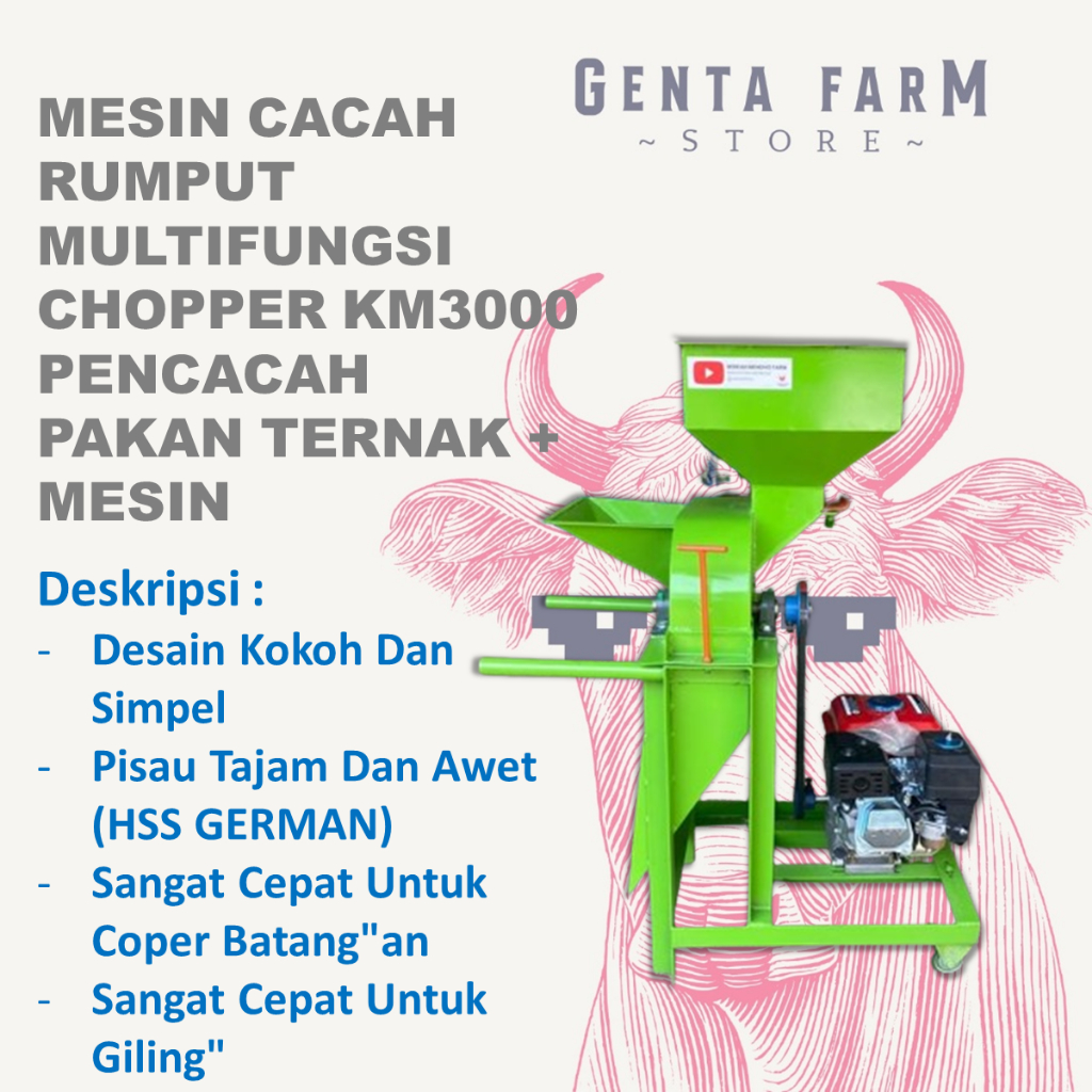 Jual Mesin Cacah Rumput Multifungsi Chopper KM3000 Pencacah Pakan ...