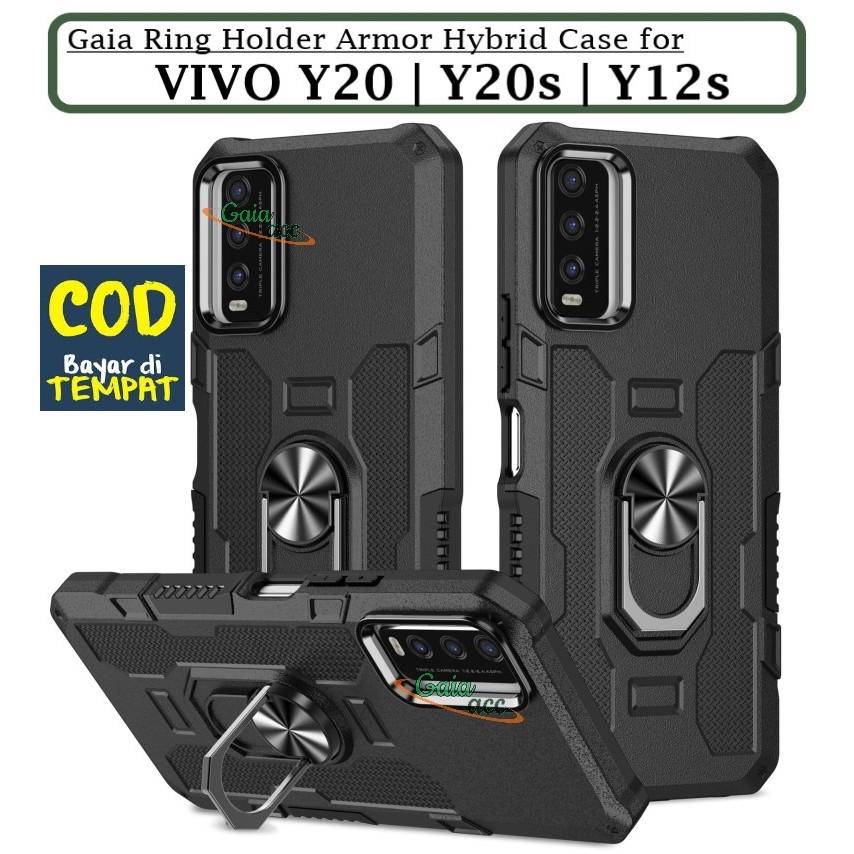 ILING Custodia Armor Con Supporto Magnetico E Copriobiettivo Per Vivo Y20s / Y20 / Y11s - TPU + PC Antiurto (Rosso)