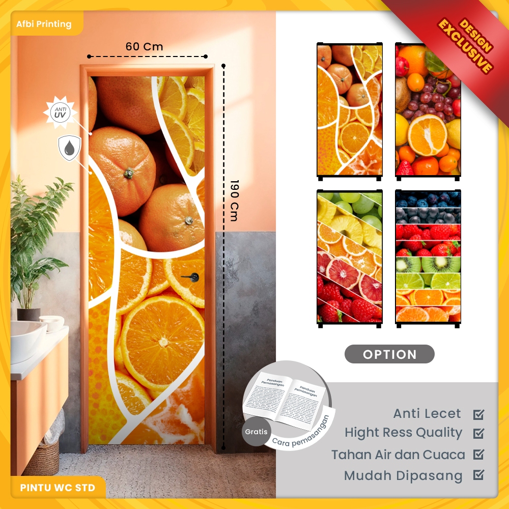 Jual Stiker Pintu Wc / Sticker Pintu Kamar Mandi Motif Buah-Buahan ...