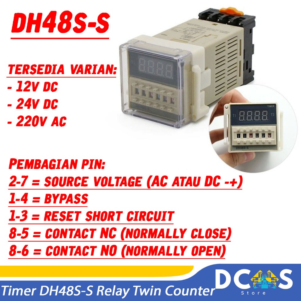 Jual Timer DH48S-S Relay Twin Counter Digital Precision Delay Time PD37 ...
