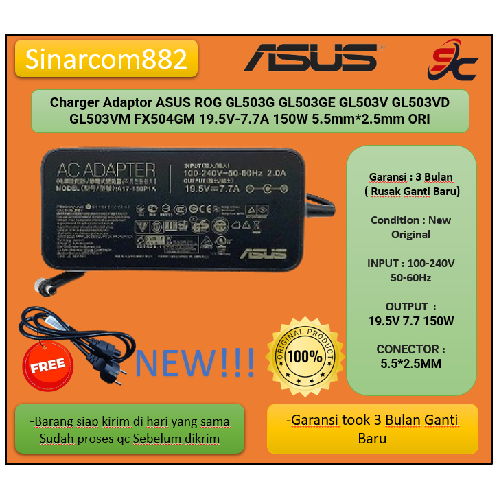 Connecteur D'alimentation Pour PC Portable ASUS GL503VM, VD, FX503 – Référence B154041 – Occasion
