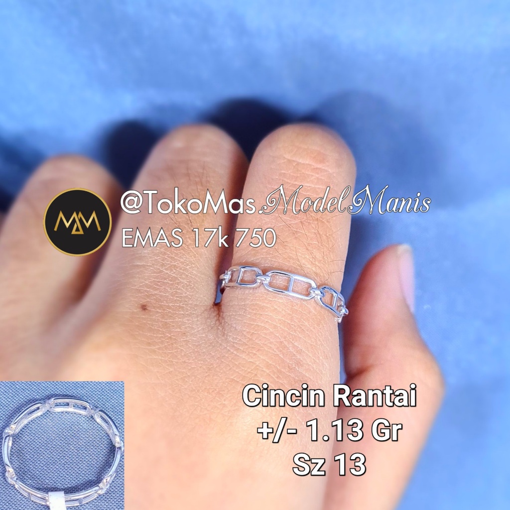 Jual Cincin Rantai Keliling Putih 750 kadar 17k | Shopee Indonesia