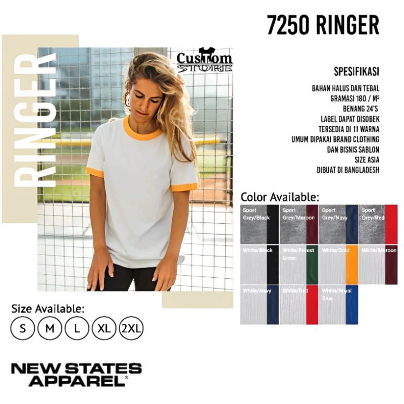 Jual Kaos Polos Ringer Lengan Pendek Import Cotton Combed 24s | New ...