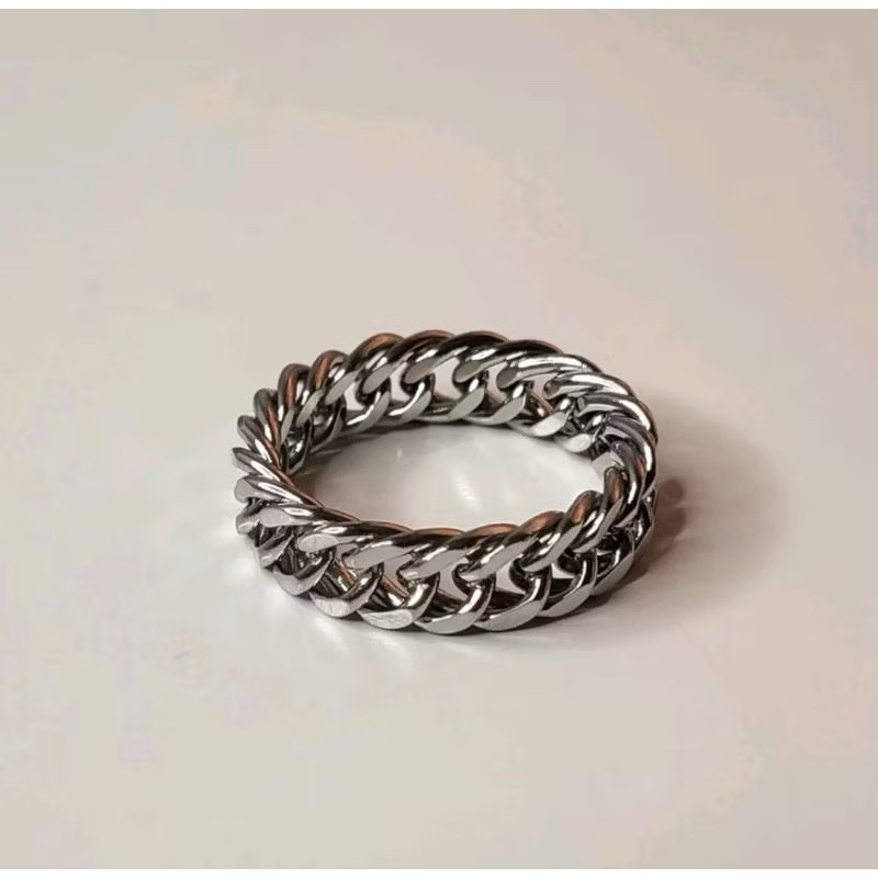 Jual Cincin Rantai Silver Pria Wanita Bahan Titanium Anti Karat ...