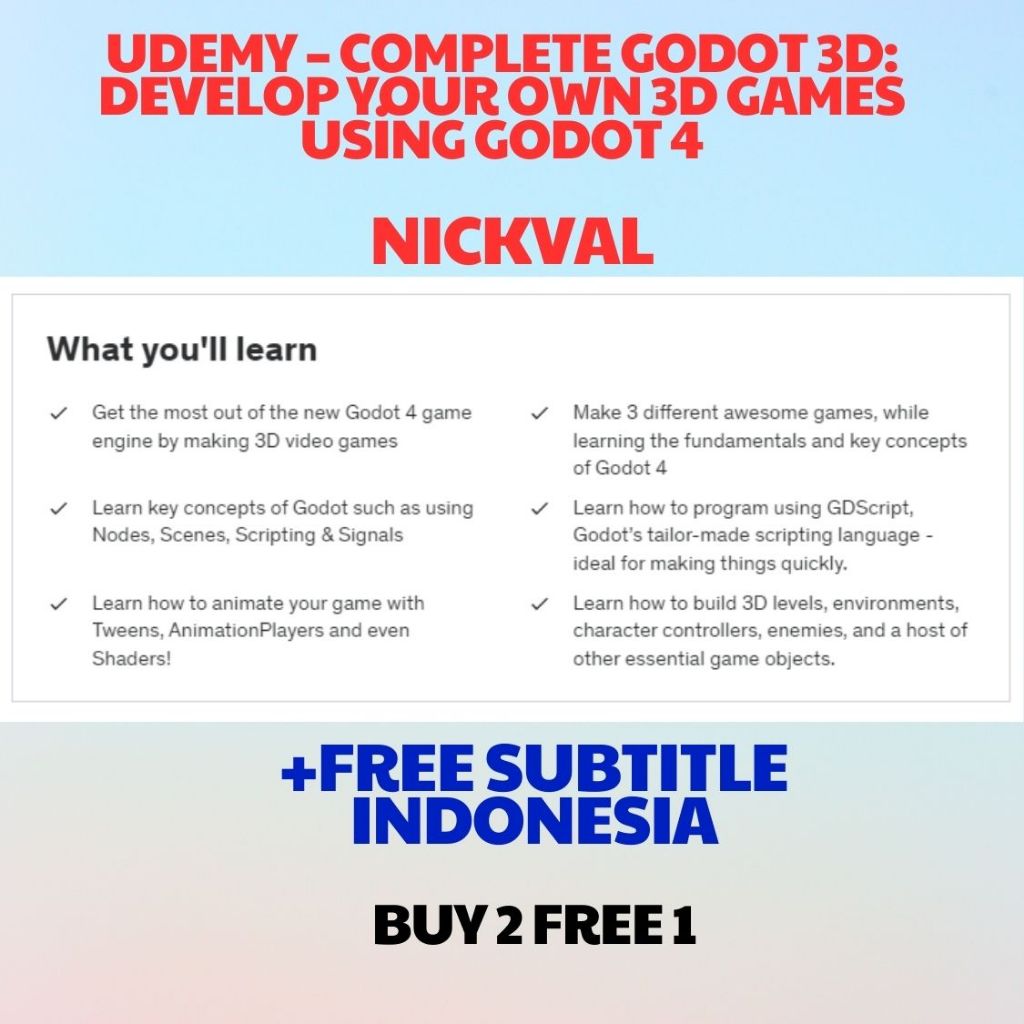 Jual Udemy – Complete Godot 3D: Develop Your Own 3D Games Using Godot 4 ...