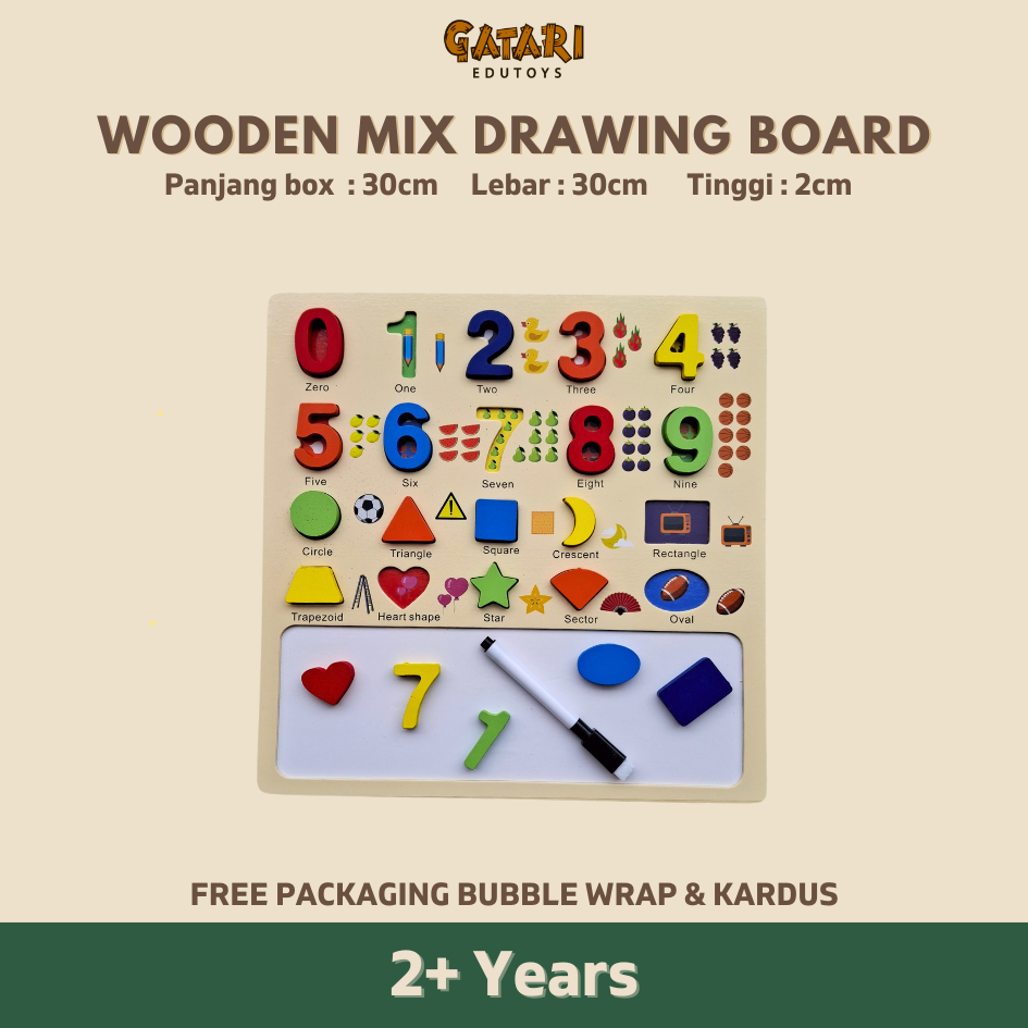 Jual Mainian Anak Wooden Mix Drawing Board / papan tulis anak / mainan ...