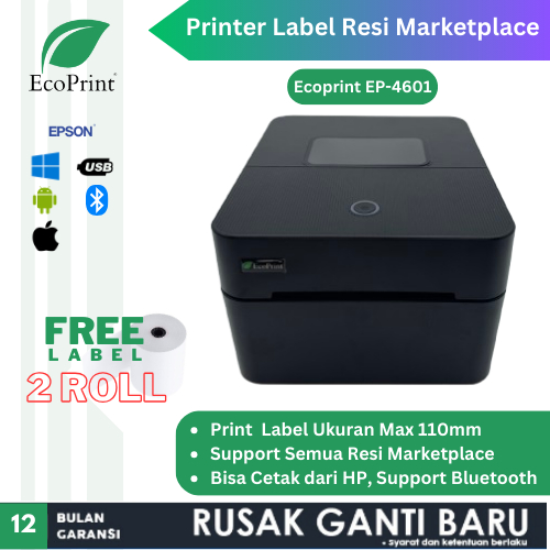 Jual ECOPRINT PRINTER BARCODE THERMAL LABEL EP-4601 A6-110MM KONEKSI ...