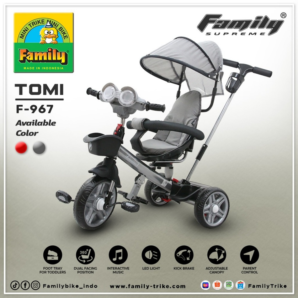 Jual Sepeda Roda Tiga FAMILY TRICYCLE F-967 / TOMI - ORIGINAL | Shopee ...