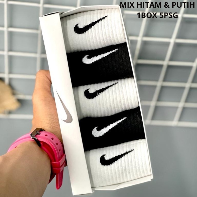 Jual Kaos Kaki Nike Hitam dan Putih 1 BOX isi 5 Psg Kualitas Premium
