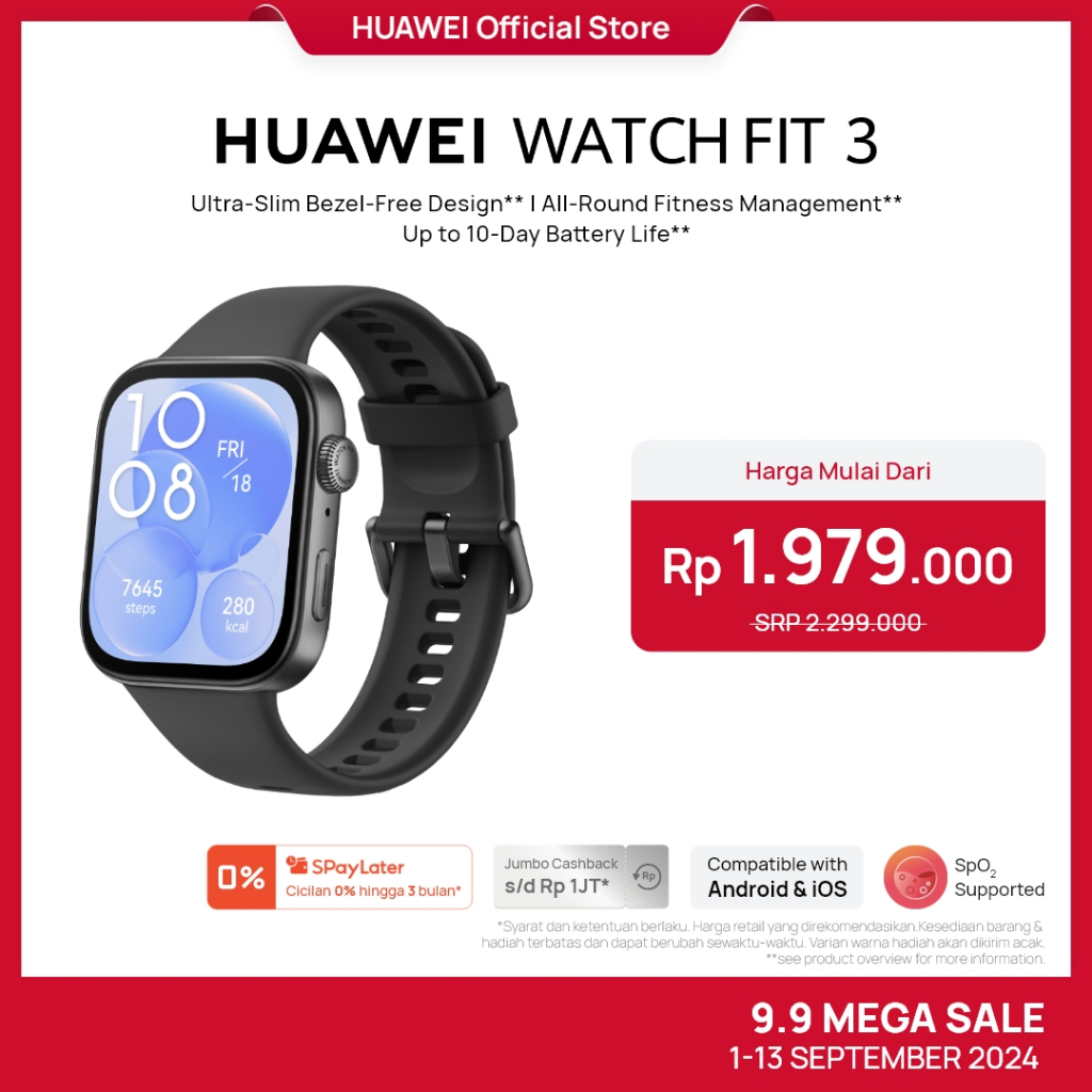Jual [BEST SELLER] HUAWEI WATCH FIT 3 Smartwatch UltraSlim Bezel
