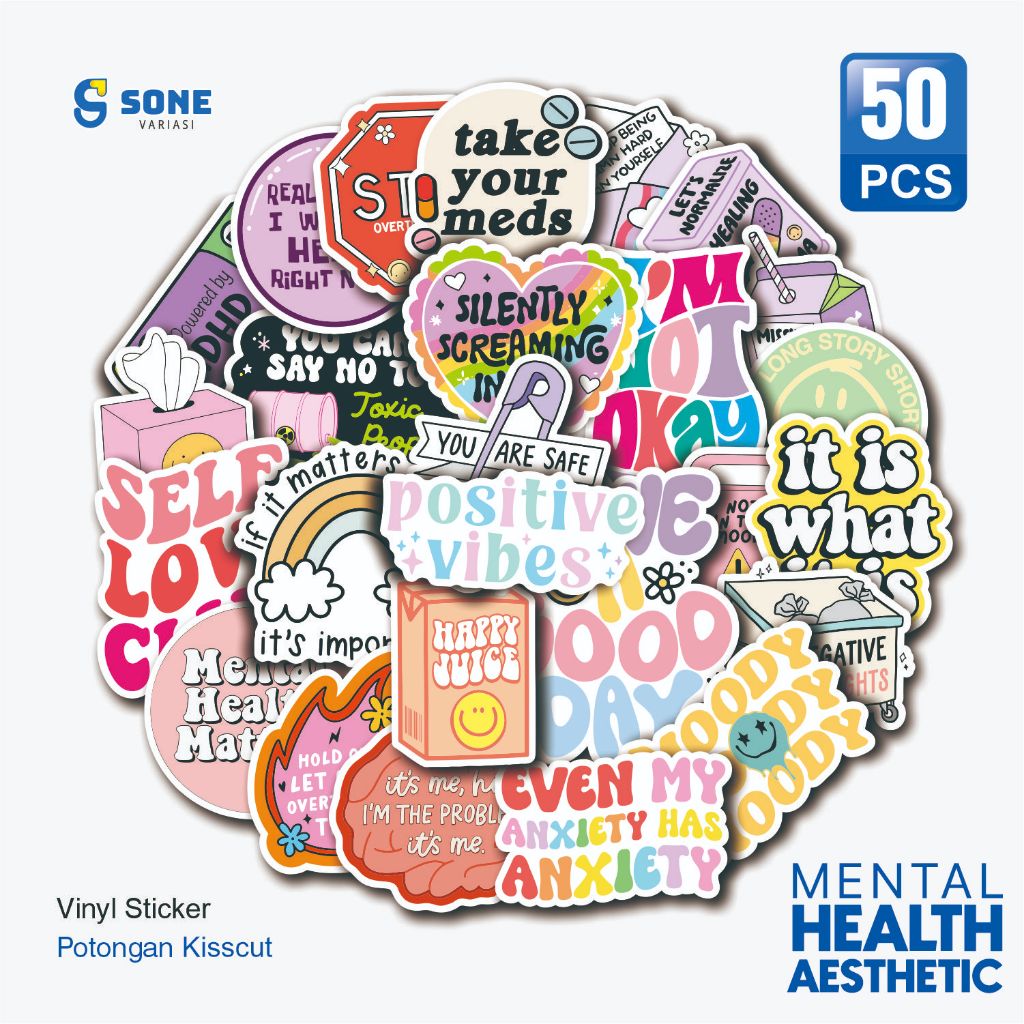 Jual Sticker Aesthetic Self Love Mental Health - Stiker Quotes Kata ...