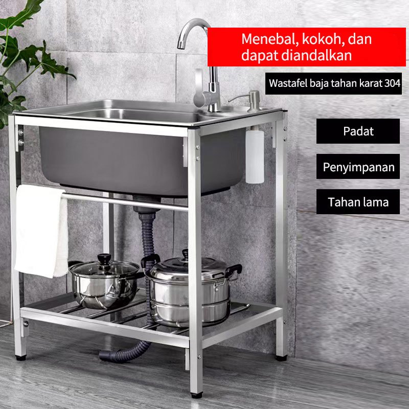 Wastafel Cuci Piring Stainless +Tempat Wastafel/Bak Cuci Piring 50*40cm/Kitchen Set/ Wastafel Cuci Piring/BAHAN TEBAL DAN TERMURAH