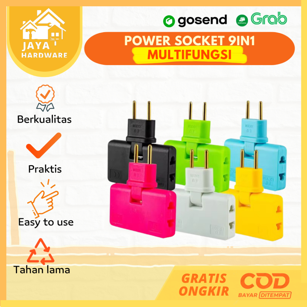 Jual 3in1 Power Socket Soket Stop Kontak 2 Lubang Kepala Colokan ...