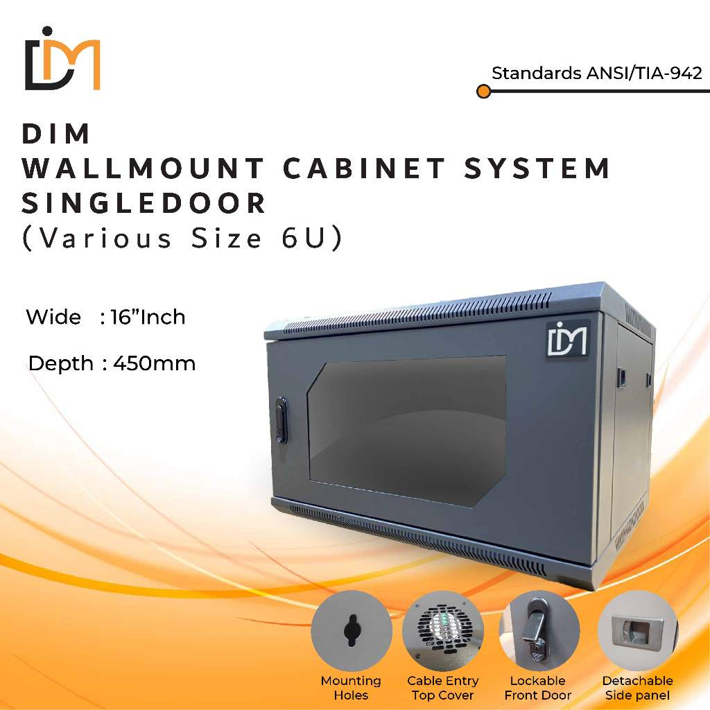 Jual Wallmount Rack 6U DIM Cabinet System Single Door Rak Server ...