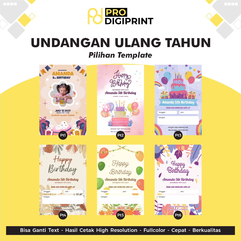 Jual Kartu Undangan Ultah - Ulang Tahun Anak Karakter, Kids Birthday ...