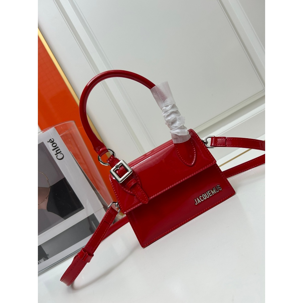 Jual Original French Jacquemus lipstick bag patent leather handbag shoulder bag Shopee Indonesia