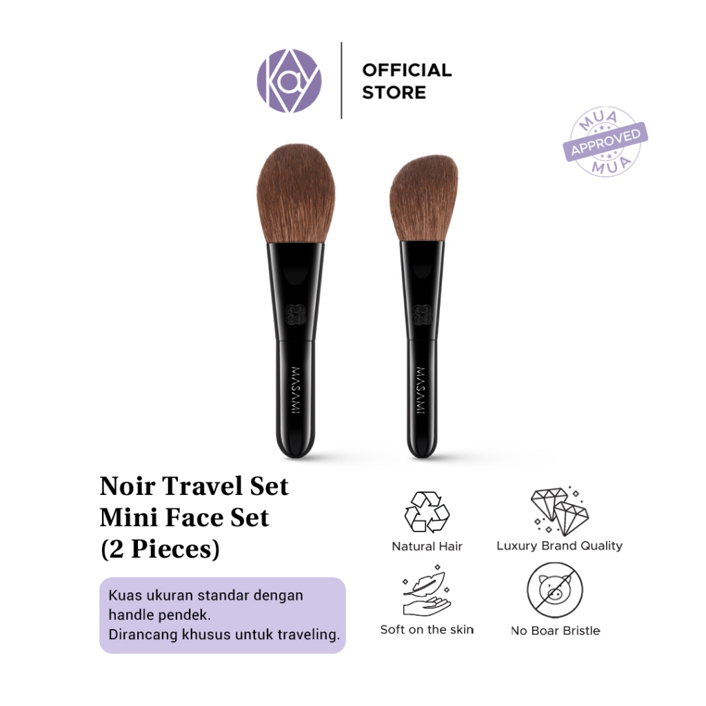 MASAMI Noir Travel Set Mini Eye Set Mini Face Set Brush Set  Travel Size Kuas Make Up