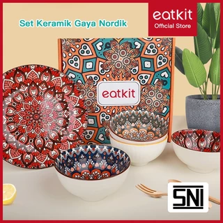 Eatkit Paket 4 Mangkuk | 4pcs Hampers Mangkok Set | Hampers Piring Keramik Set | Parcel Keramik Set | Gift Set Hampers | Mangkok Souvenir Bohemian Style