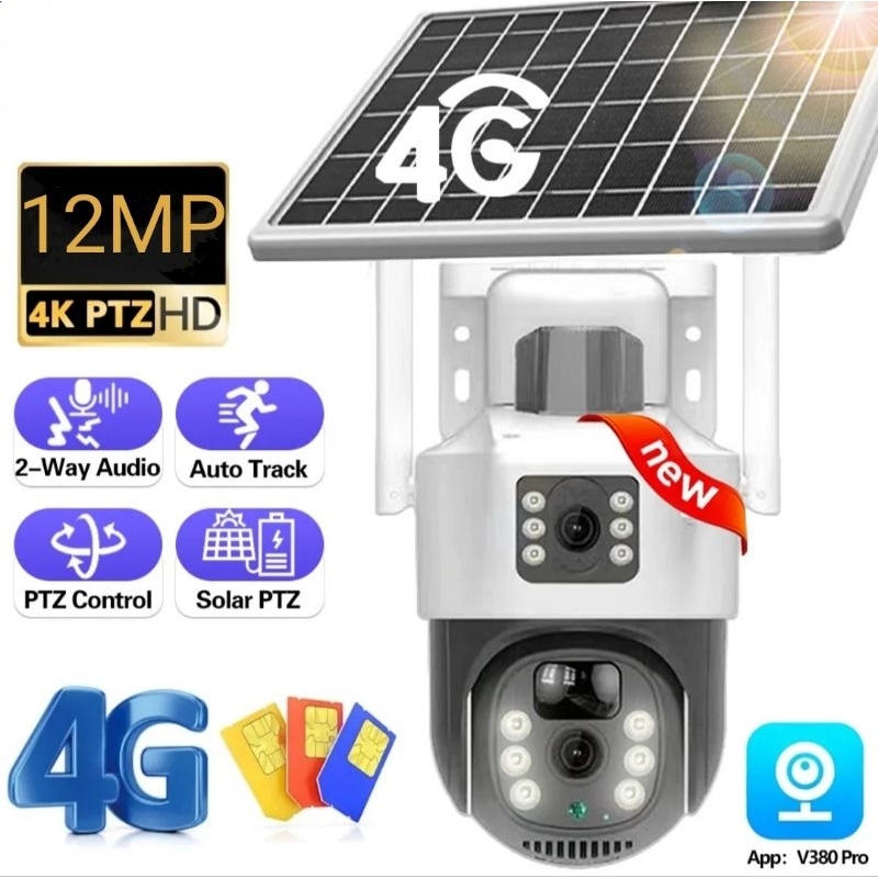 Jual IP CAMERA 4G GSM SOLAR PANEL CCTV V380 PRO OUTDOOR CAMERA DUAL ...