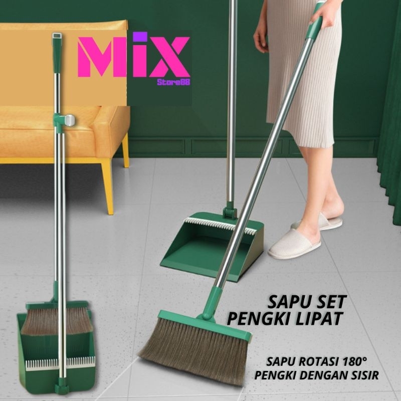 Jual Sapu Set Serok Dengan Sikat Rambut Sapu Set Pengki Lipat Dengan ...