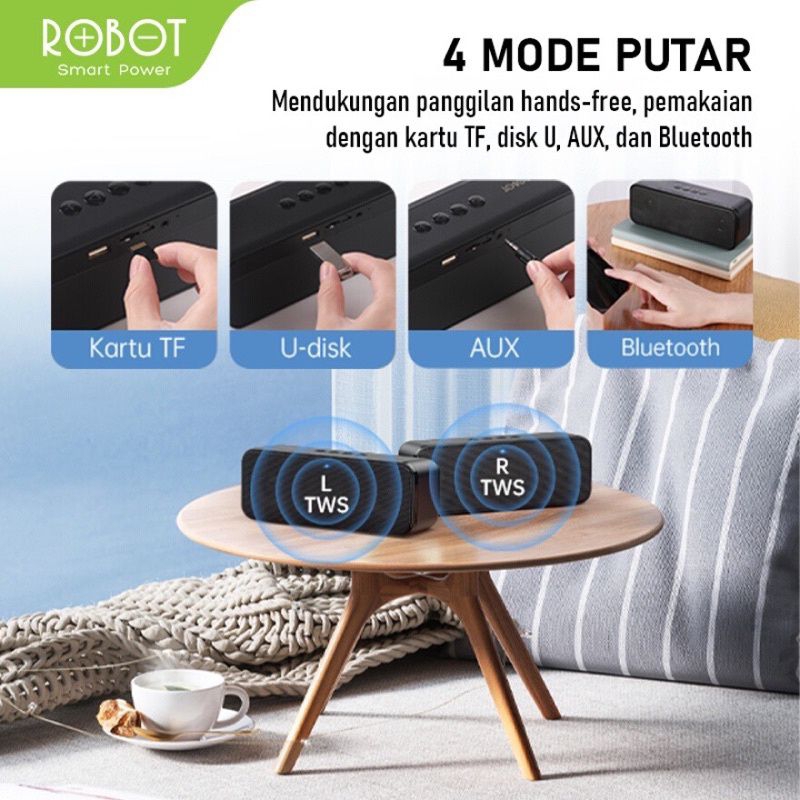 Jual speaker blutooth ROBOT RB 220 bluetooth 5.0 portable audio wireles ...