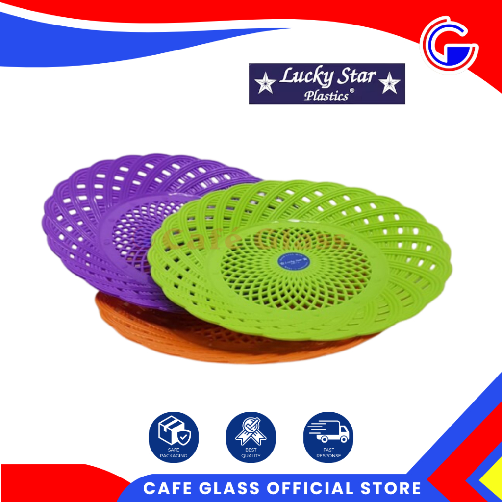Piring Plastik Warung Makan - Piring Anyam Plastik Lucky Star - Piring Makan Plastik 5567-Dx Bijian