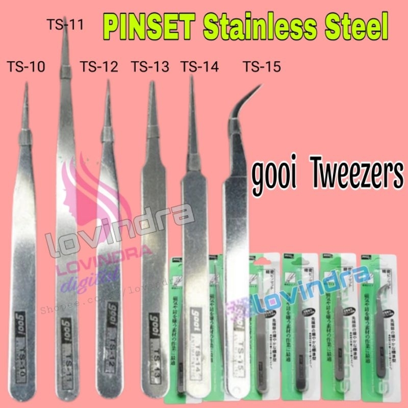Jual Pinset Stainless Steel Tweezer gooi Lancip Bengkok Tumpul TS10 ...