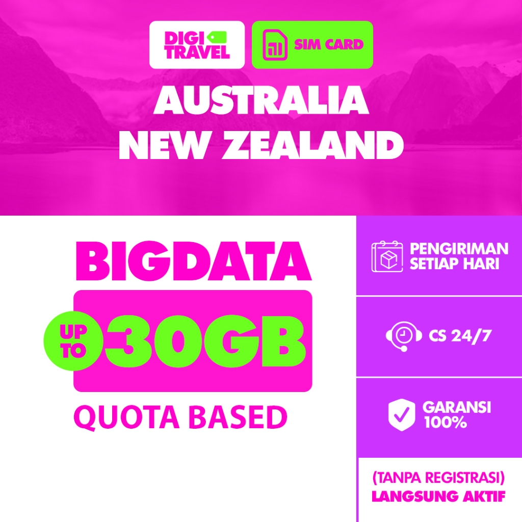 Jual DIGI TRAVEL Sim Card Australia New Zealand Extra Kuota Sim Card