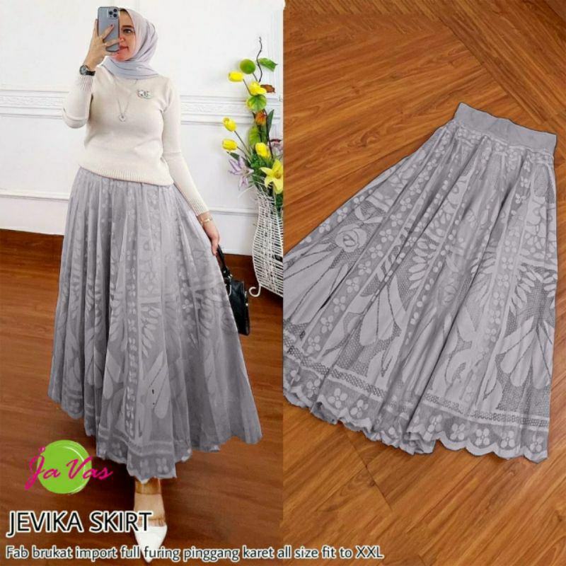Jual JEVIKA SKIRT ROK WANITA BRUKLAT TILE IMPORT FULL FURING