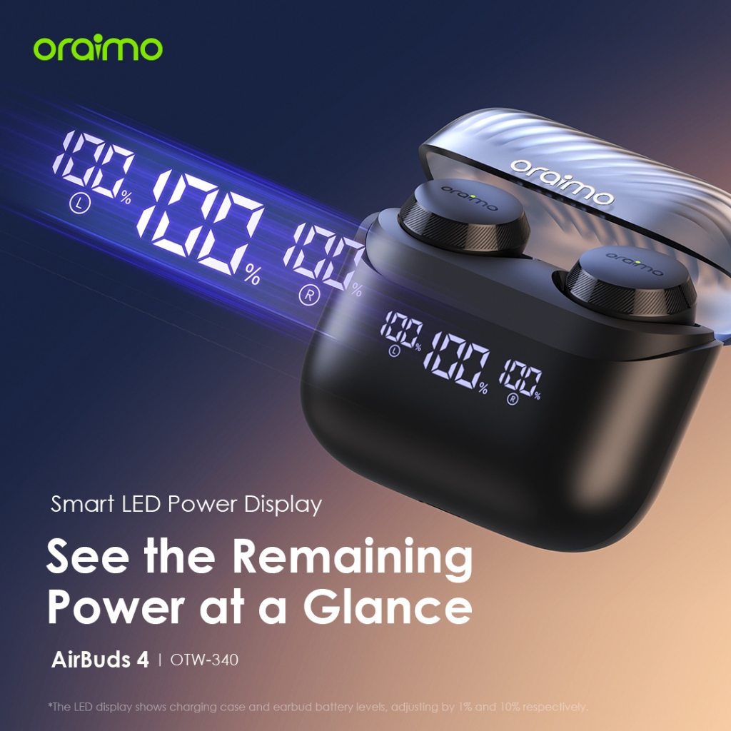 Gambar produk oraimo x MPL Mobile Legends TWS AirBuds 4 OTW-340MPL Edisi Kolaborasi Khusus Tampilan LED Stereo Nirkabel Sejati Bluetooth Gaming Baterai Latensi Rendah 38H IPX4 Tahan Air 5