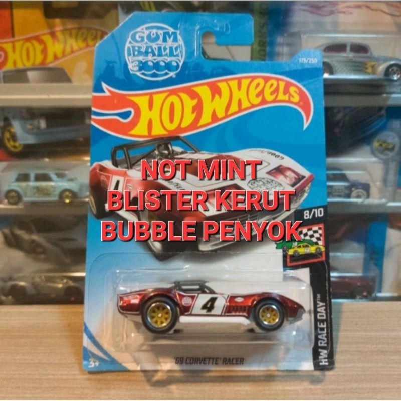 Jual HOT WHEELS 69 CORVETTE RACER - NOT MINT/BLISTER KERUT - SUPER