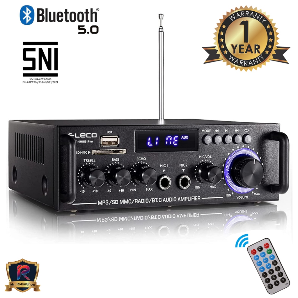 Amplifier Bluetooth EQ Audio tahun garansi Karaoke Home Theater FM Radio  600, 800 watt 1000 watt
