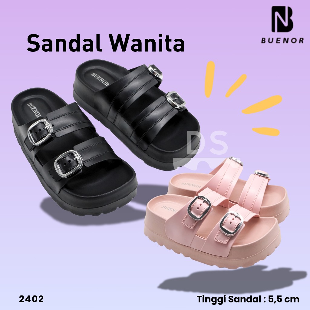 Sandal Slide Strap Dua/Hak Tinggi/Model Kekinian Terbaru/Harga Terjangkau